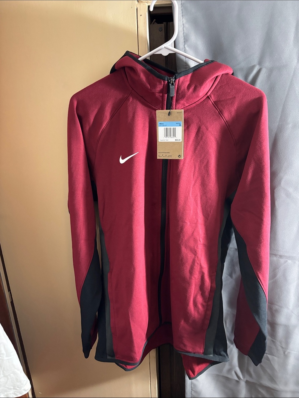 Nike Men’s Red and Black Performance Full-Zip Hooded Jacket